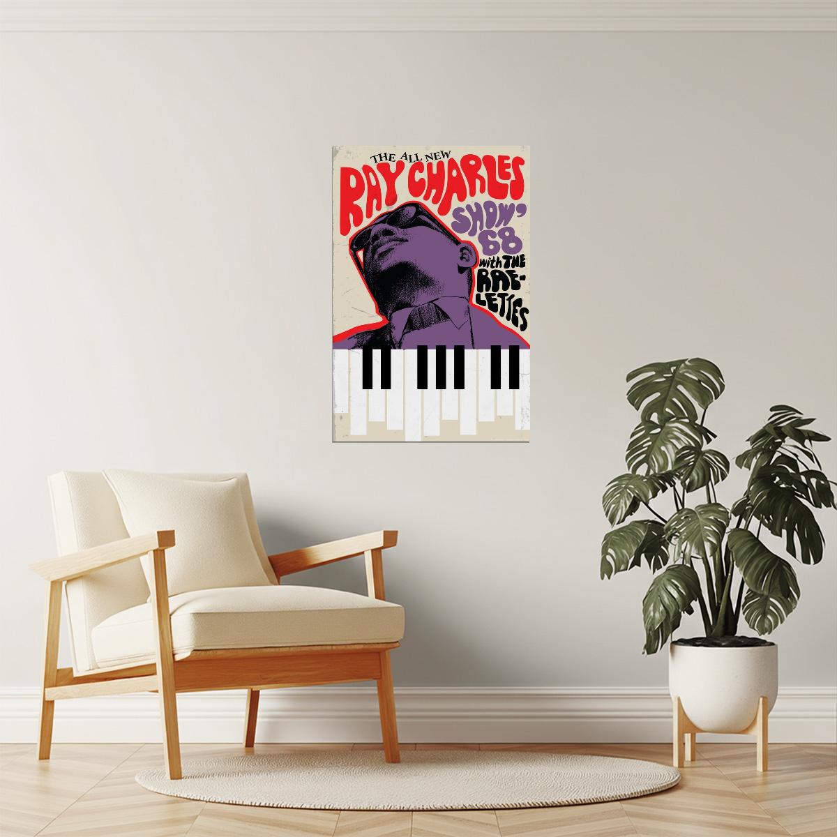 Ray Charles 68 Show | Vintage Concert Poster | Soul & Blues Wall Art