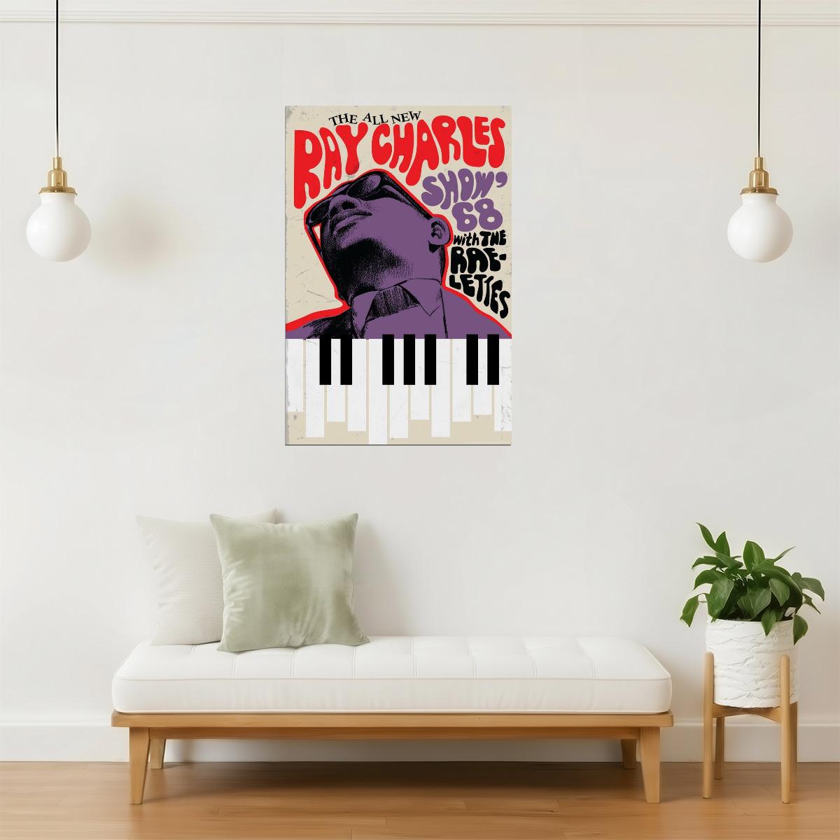 Ray Charles 68 Show | Vintage Concert Poster | Soul & Blues Wall Art