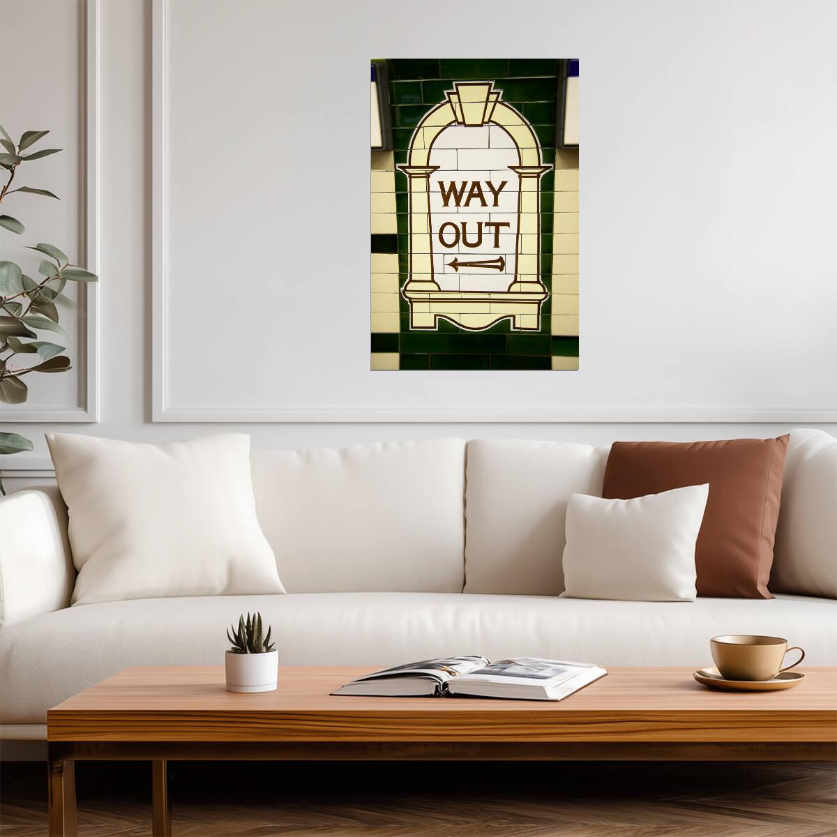 "Way Out" London Underground Sign Photo | Tube Station Tile | British Themed Poster - Type & Quotes Poster