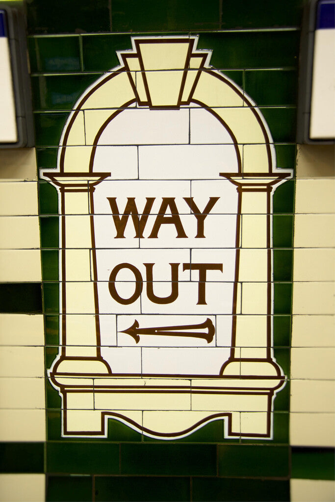 "Way Out" London Underground Sign Photo | Tube Station Tile | British Themed Poster - Type & Quotes Poster