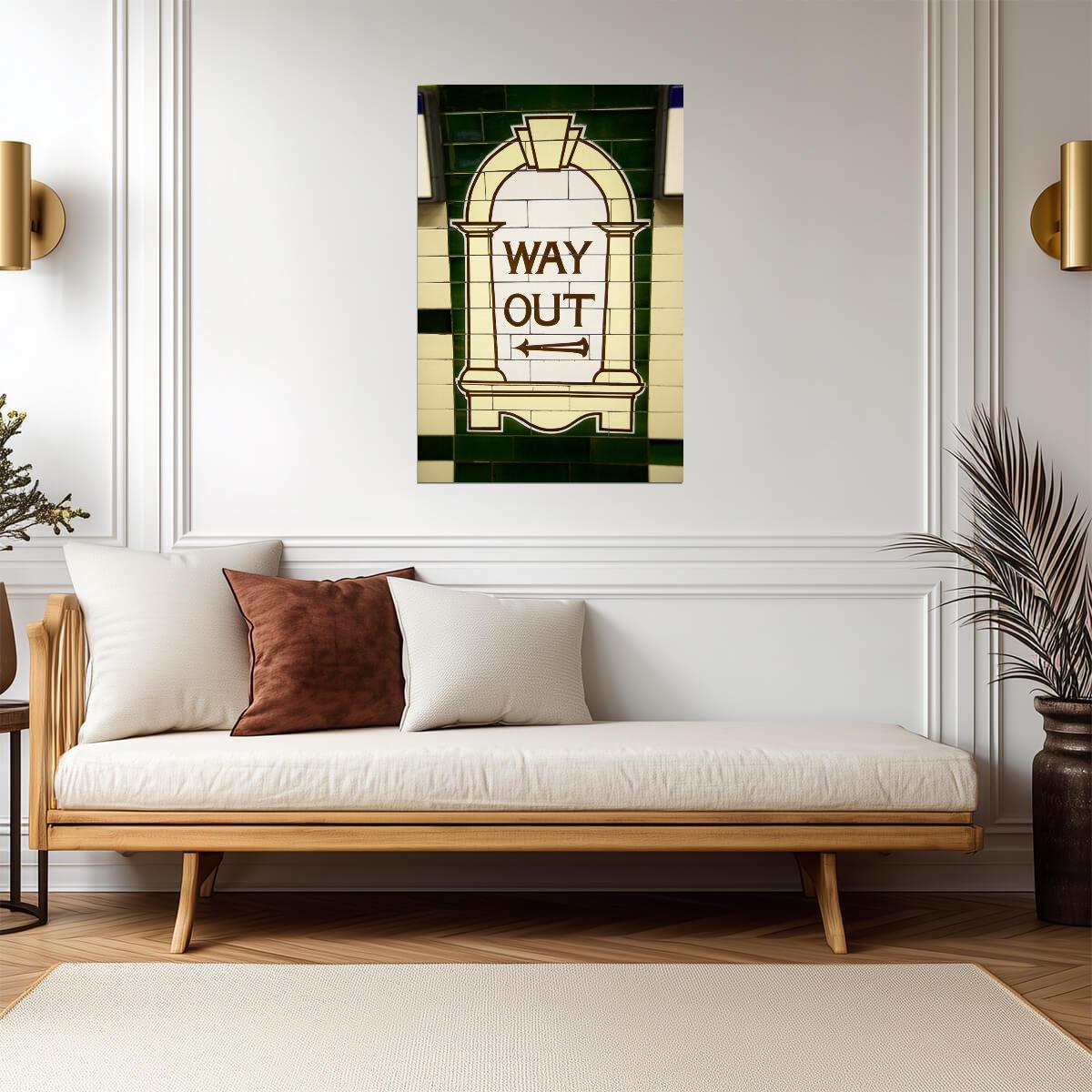 "Way Out" London Underground Sign Photo | Tube Station Tile | British Themed Poster - Type & Quotes Poster
