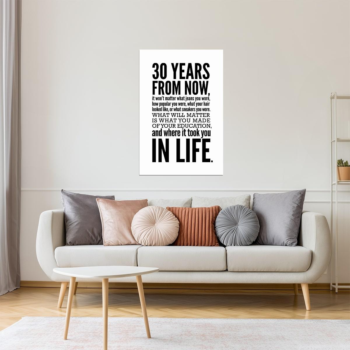 30 Years from Now | Education and Life Motivational Poster (White Minimalist)