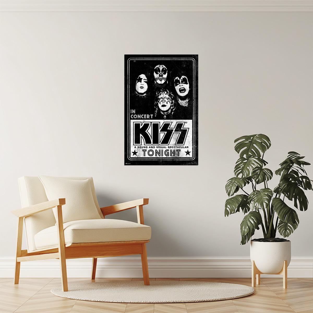 KISS Live Concert Poster | Vintage 70s Rock Print | Heavy Metal Wall Art