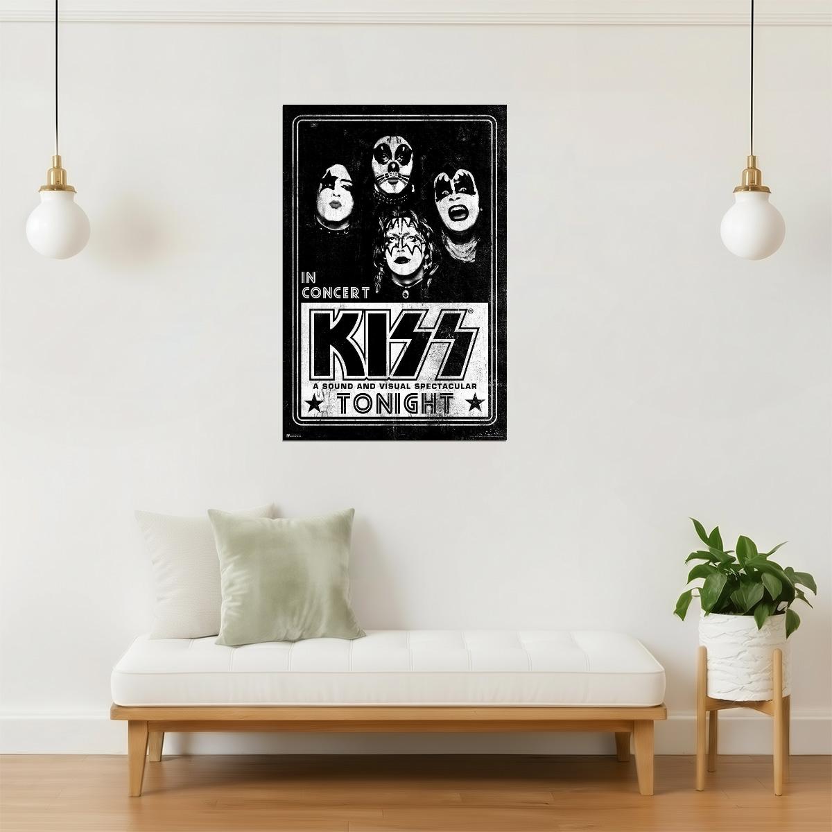 KISS Live Concert Poster | Vintage 70s Rock Print | Heavy Metal Wall Art