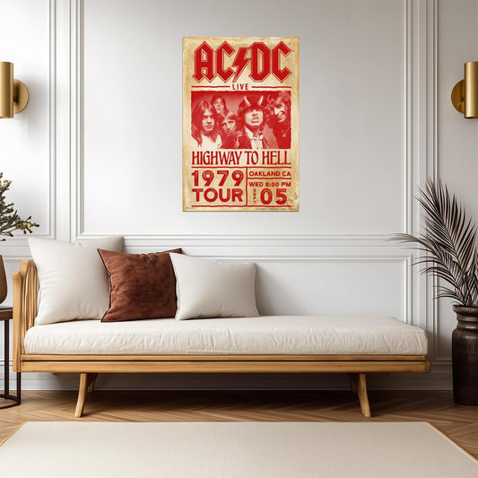 AC/DC Highway to Hell 1979 Tour | Rock Band Concert Poster | Vintage Music Memorabilia - Music Poster