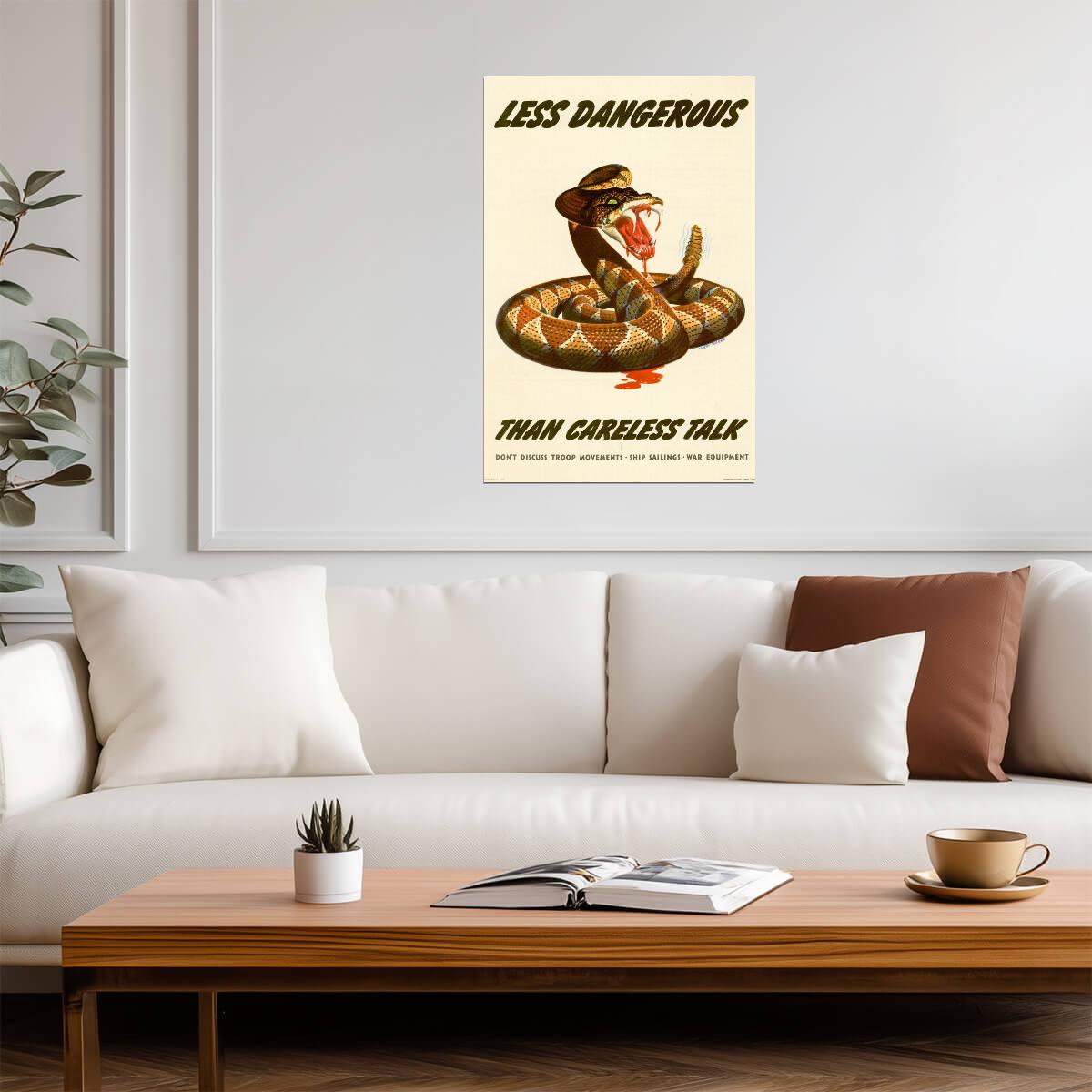 "Less Dangerous Than Careless Talk" | WWII Propaganda Poster | Vintage Safety Warning Art - Vintage & Retro Poster
