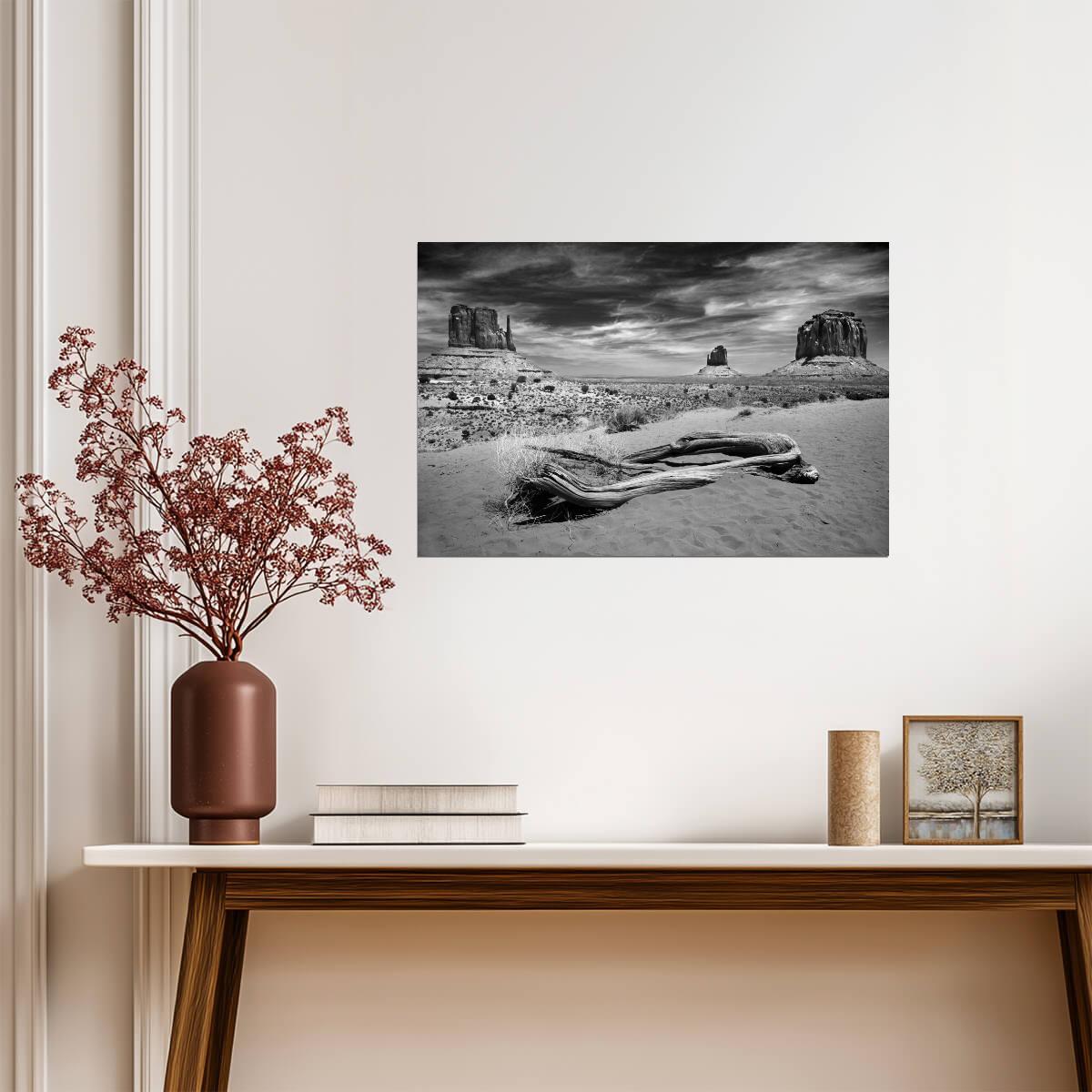 The Mittens of Monument Valley | Black and White Landscape Photography | Western Poster - Photography Poster