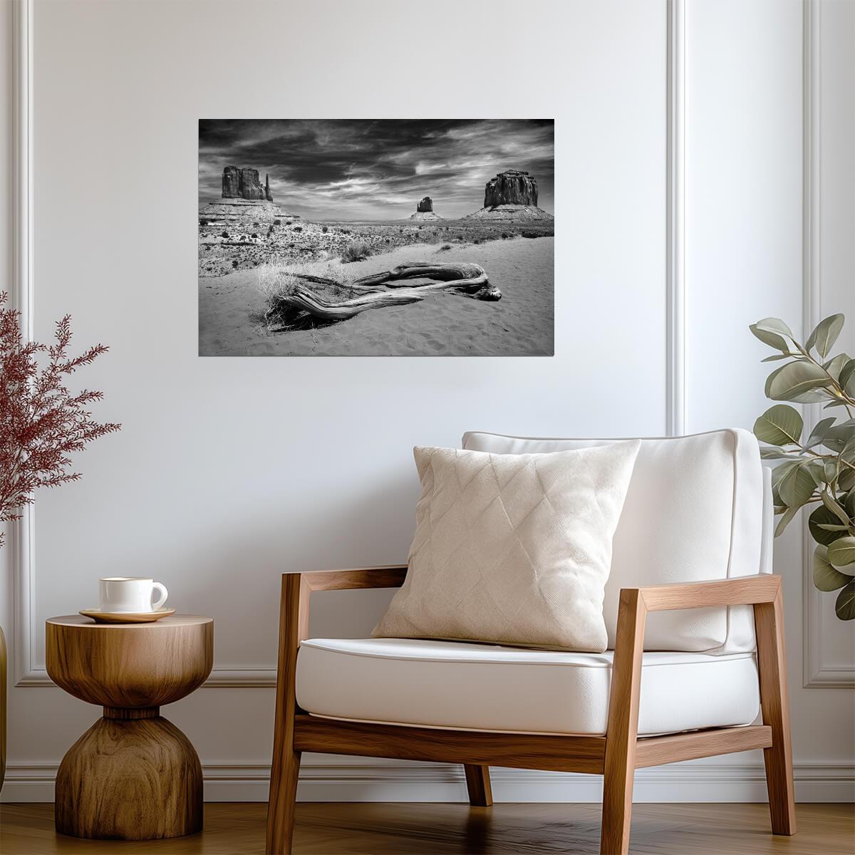 The Mittens of Monument Valley | Black and White Landscape Photography | Western Poster - Photography Poster