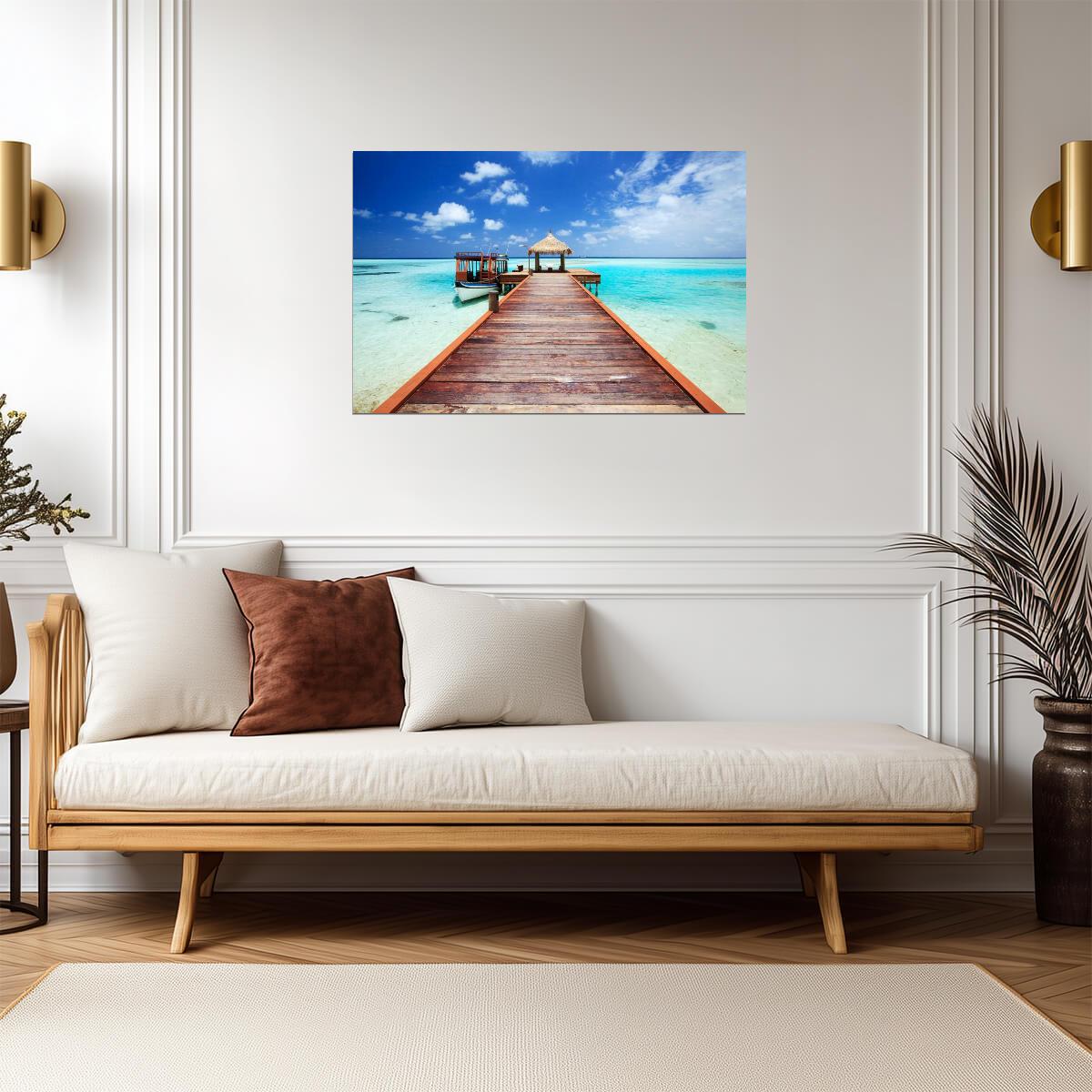 Pier to a Tropical Sea | Beach Photography Print | Paradise Ocean Poster - Photography Poster