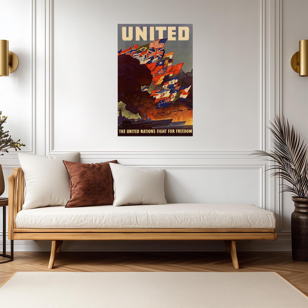 "The United Nations Fight For Freedom" | WWII Alliance Poster | Vintage Propaganda Art - Vintage & Retro Poster