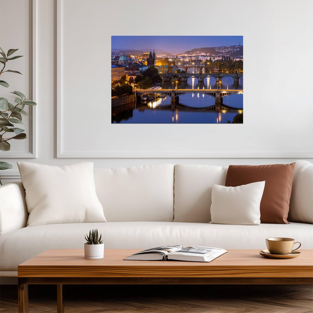 Bridges Over Vltava River in Prague | Czech Republic Cityscape Photography | European Travel Poster - Photography Poster