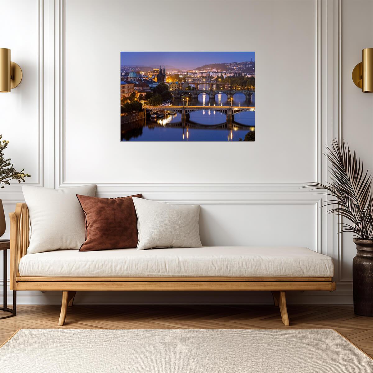 Bridges Over Vltava River in Prague | Czech Republic Cityscape Photography | European Travel Poster - Photography Poster