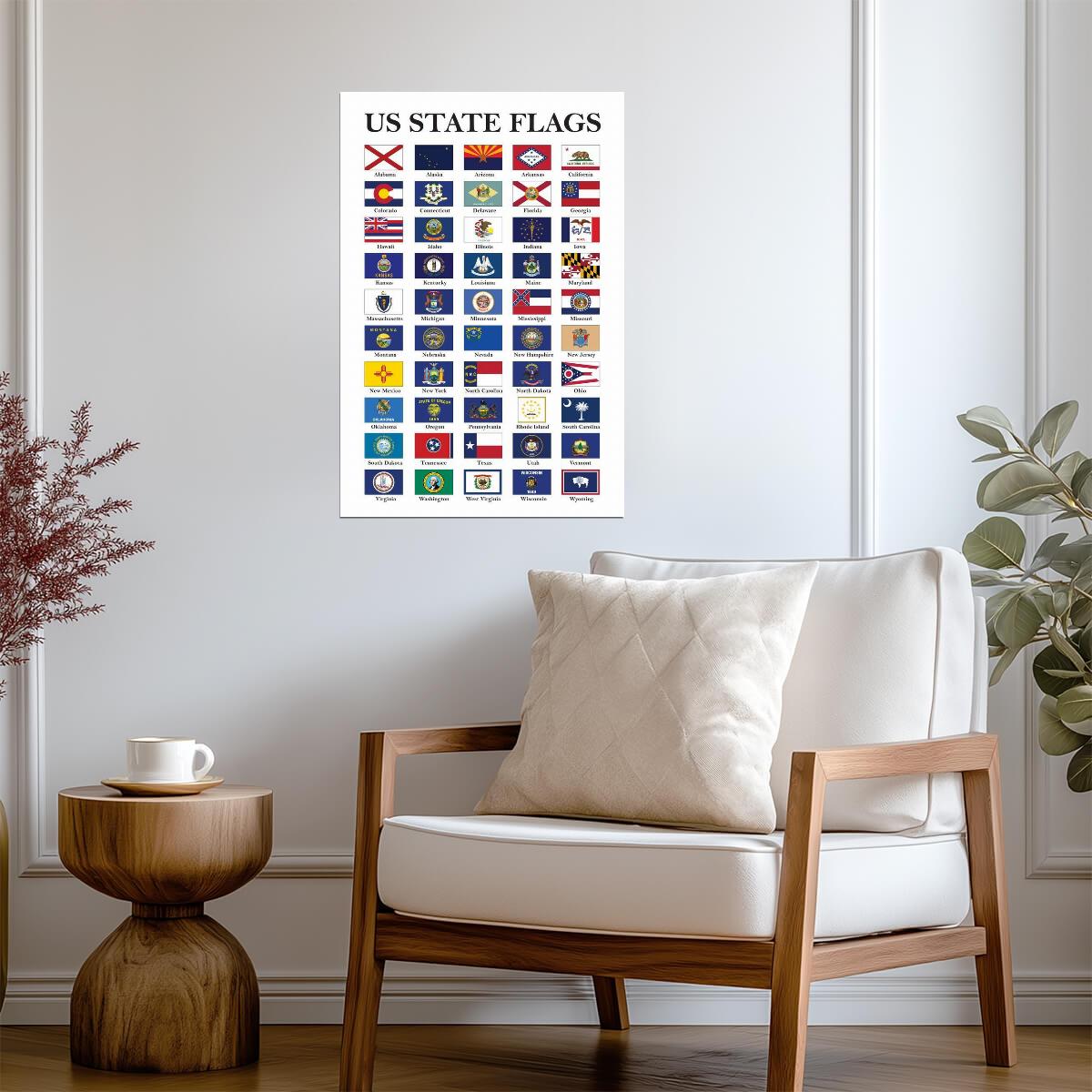 USA State Flags Chart | Educational American Poster | Classroom Wall Art - Type & Quotes Poster