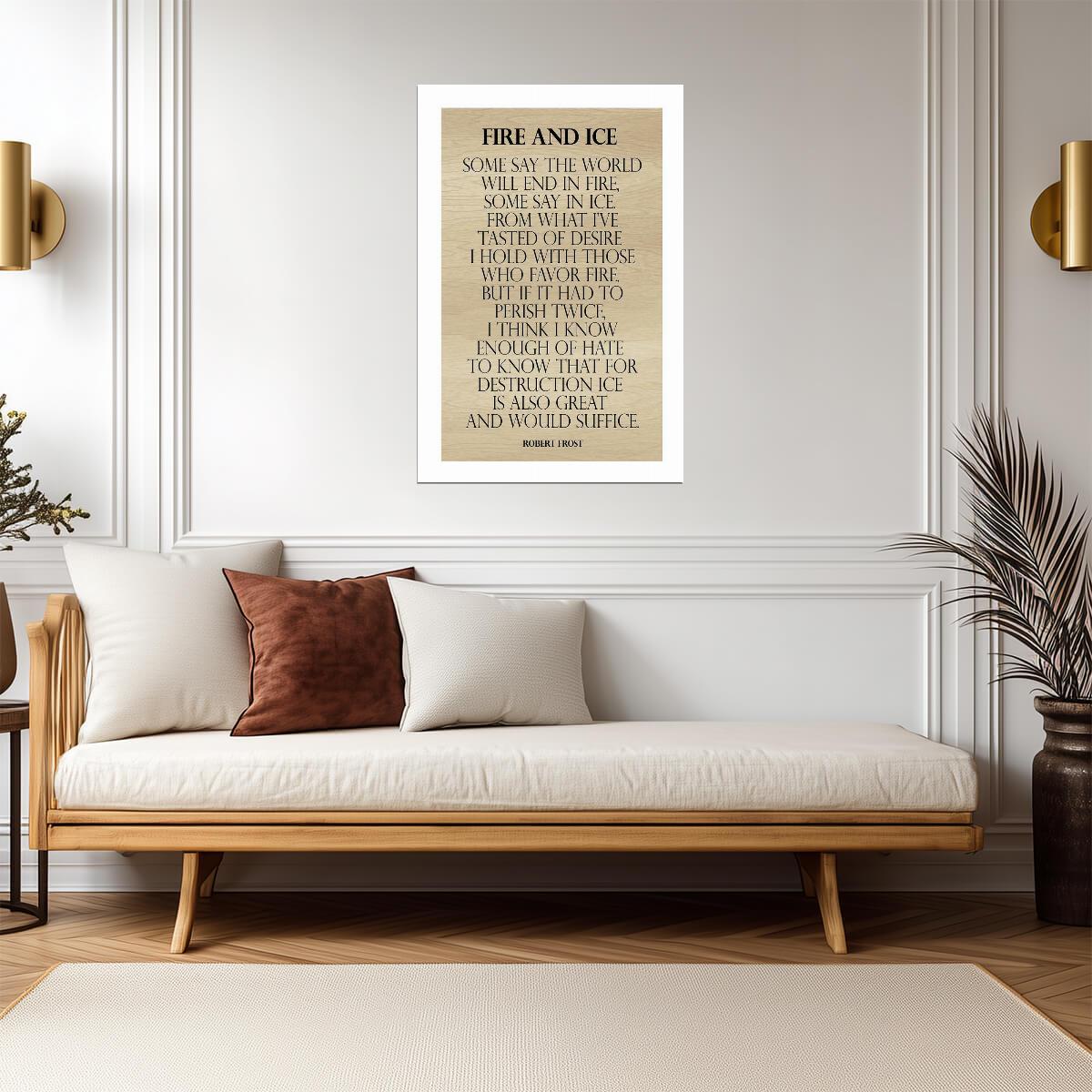 Robert Frost "Fire and Ice" Poem | Minimalist Literary Poster | Typography Wall Art - Type & Quotes Poster
