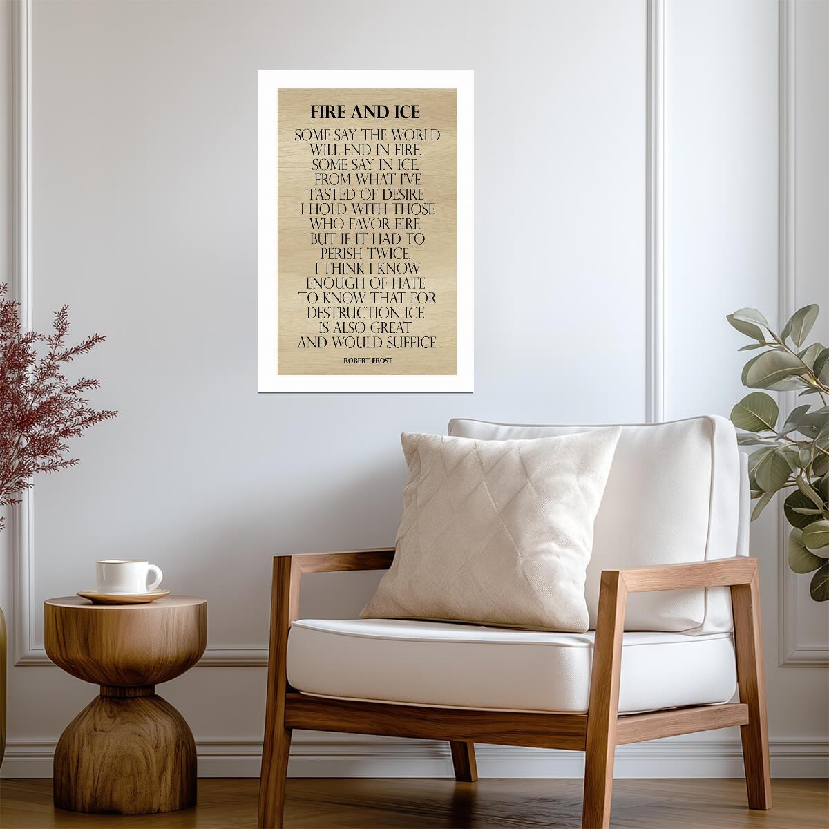 Robert Frost "Fire and Ice" Poem | Minimalist Literary Poster | Typography Wall Art - Type & Quotes Poster