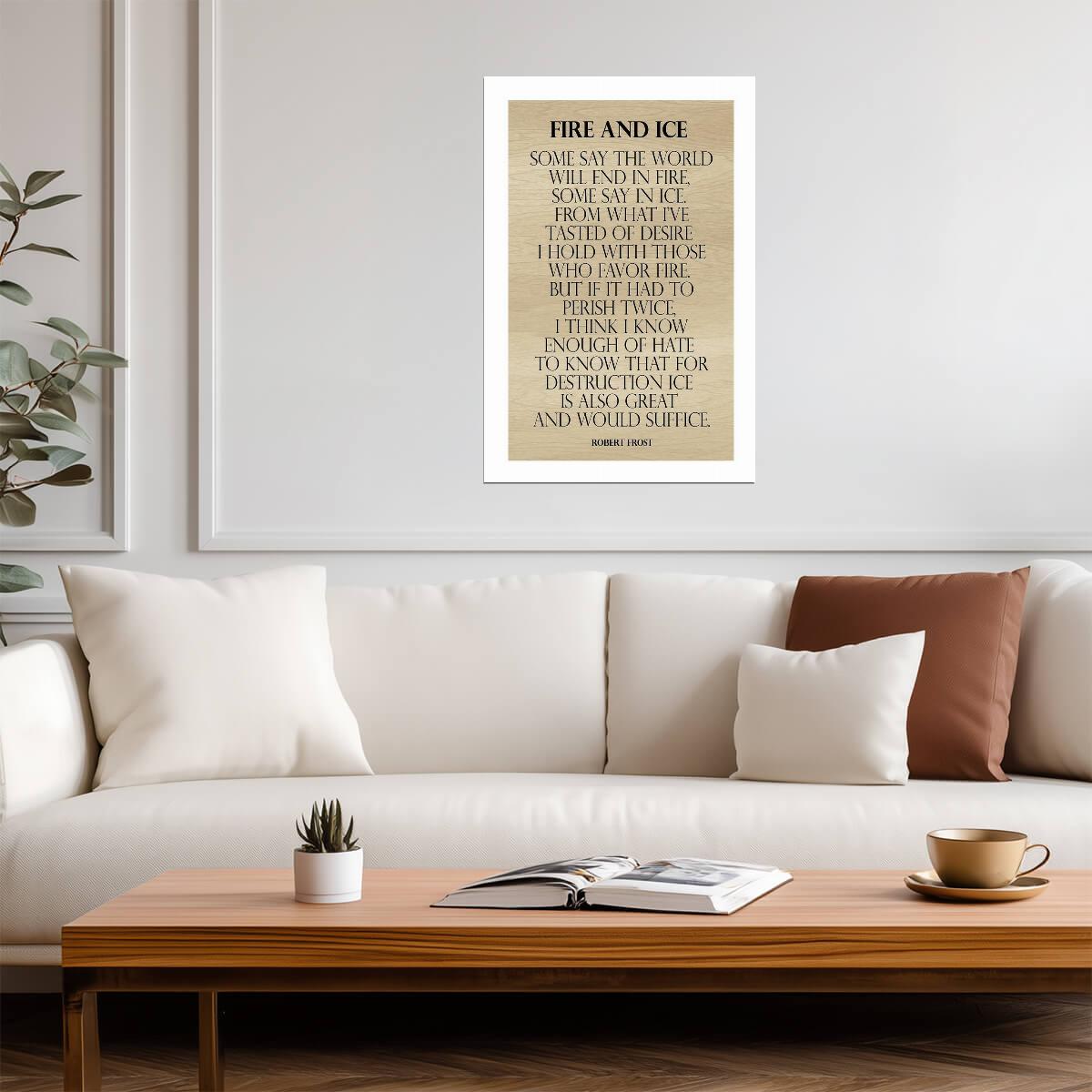 Robert Frost "Fire and Ice" Poem | Minimalist Literary Poster | Typography Wall Art - Type & Quotes Poster