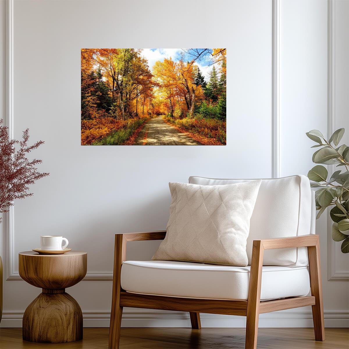 Autumn Road in New Hampshire | Fall Foliage Photography | Nature Landscape Poster - Photography Poster