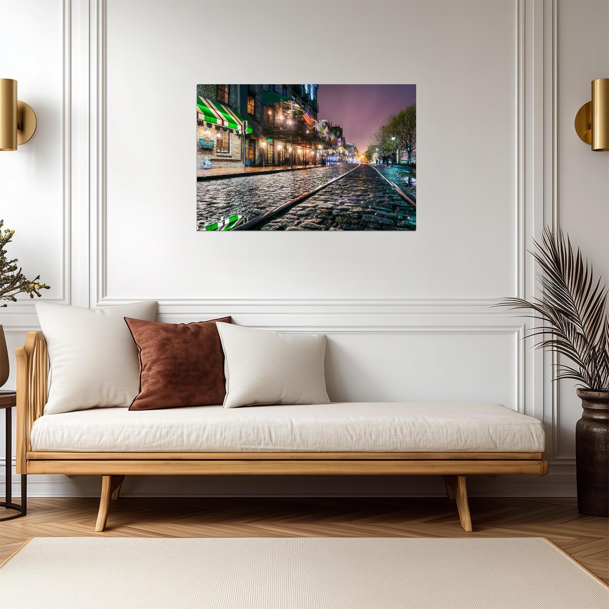 Cobblestones of River Street in Savannah | Georgia City Photography | Southern Charm Poster - Photography Poster