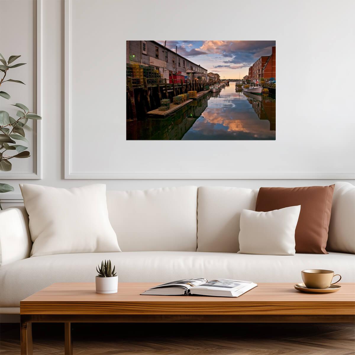Portland Maine Harbor Reflection | Seascape Photography | Coastal City Poster - Photography Poster