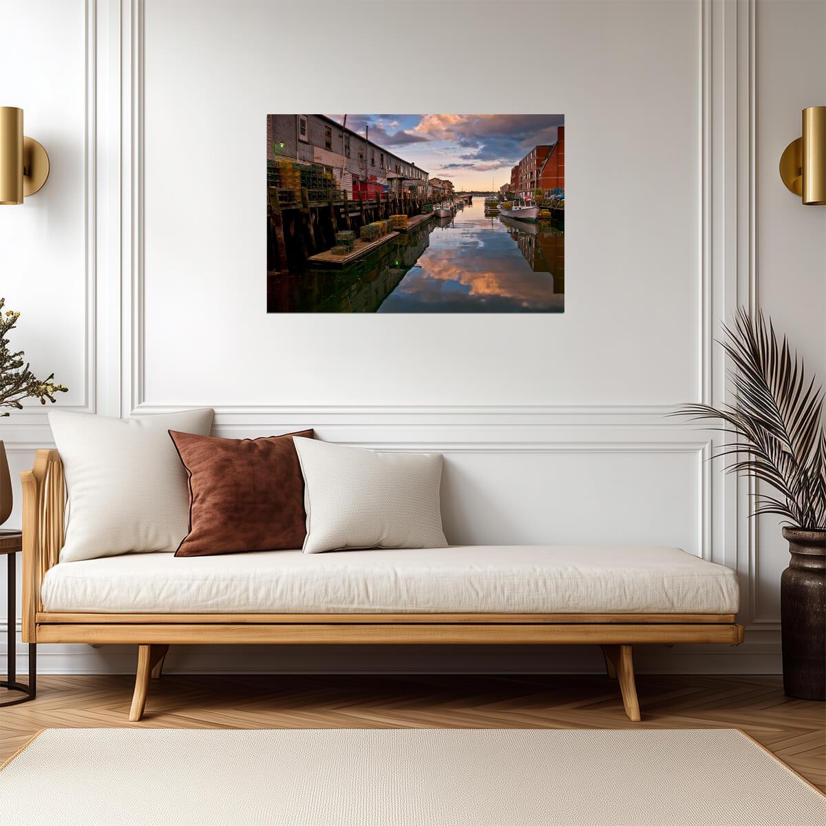Portland Maine Harbor Reflection | Seascape Photography | Coastal City Poster - Photography Poster