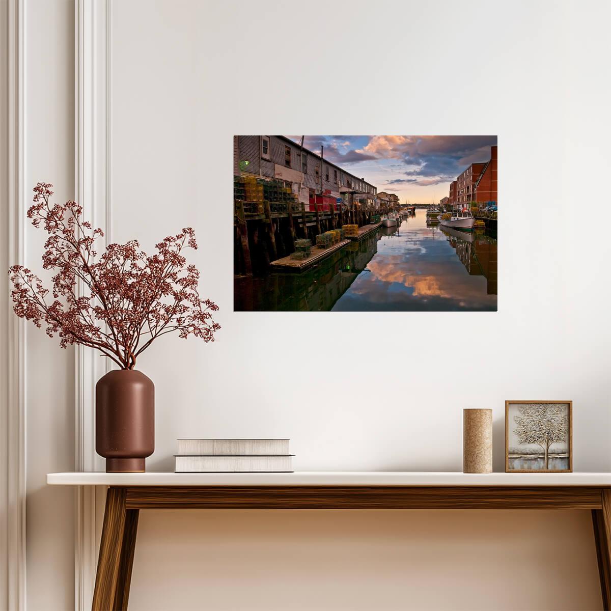 Portland Maine Harbor Reflection | Seascape Photography | Coastal City Poster - Photography Poster