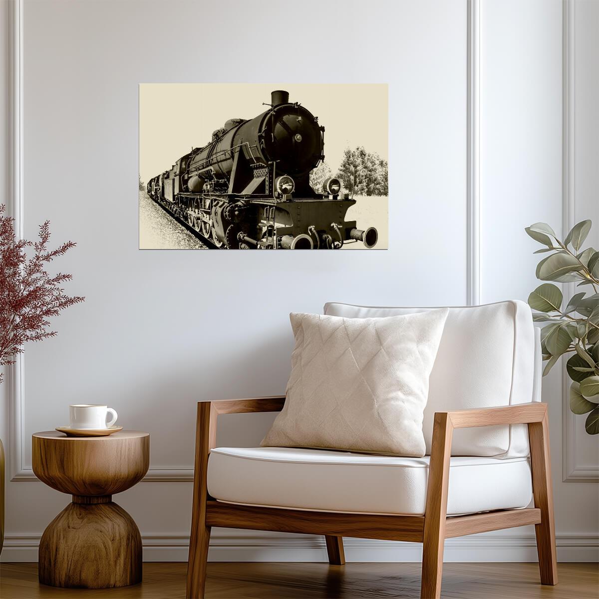 Steam Engine Train | Vintage Black and White Photography | Retro Railroad Poster - Vintage & Retro Poster