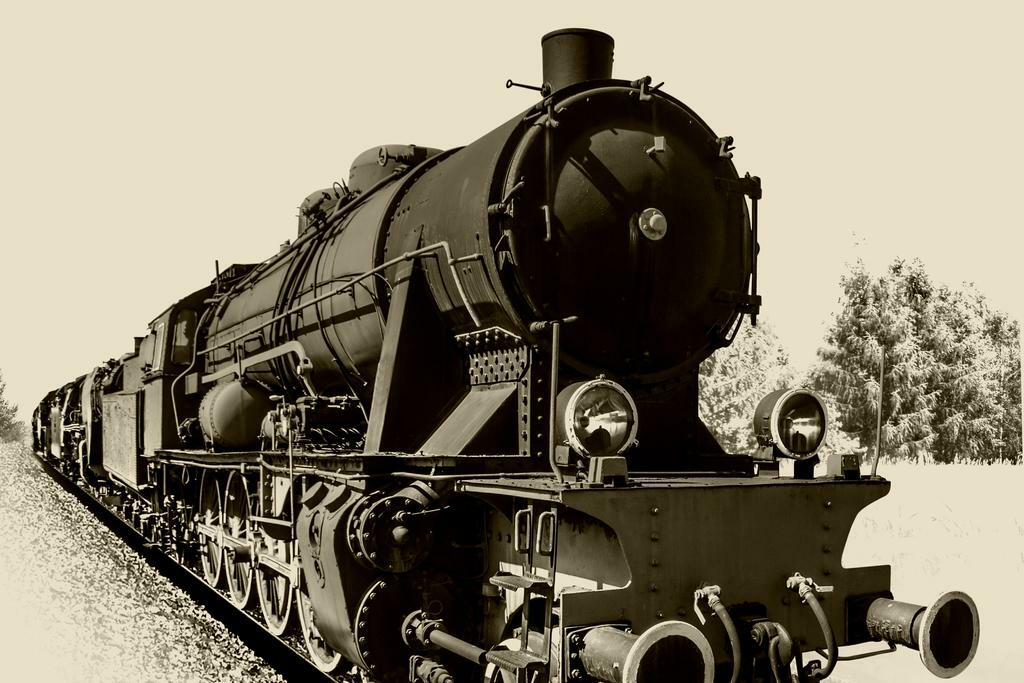 Steam Engine Train | Vintage Black and White Photography | Retro Railroad Poster - Vintage & Retro Poster