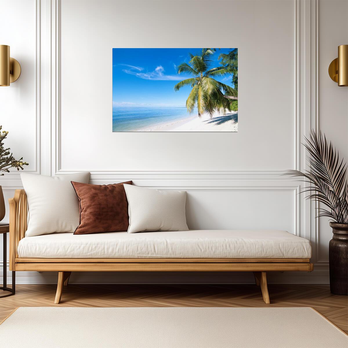 Palm Tree on a Paradise Beach | Tropical Photography Print | Ocean Scenery Poster - Photography Poster