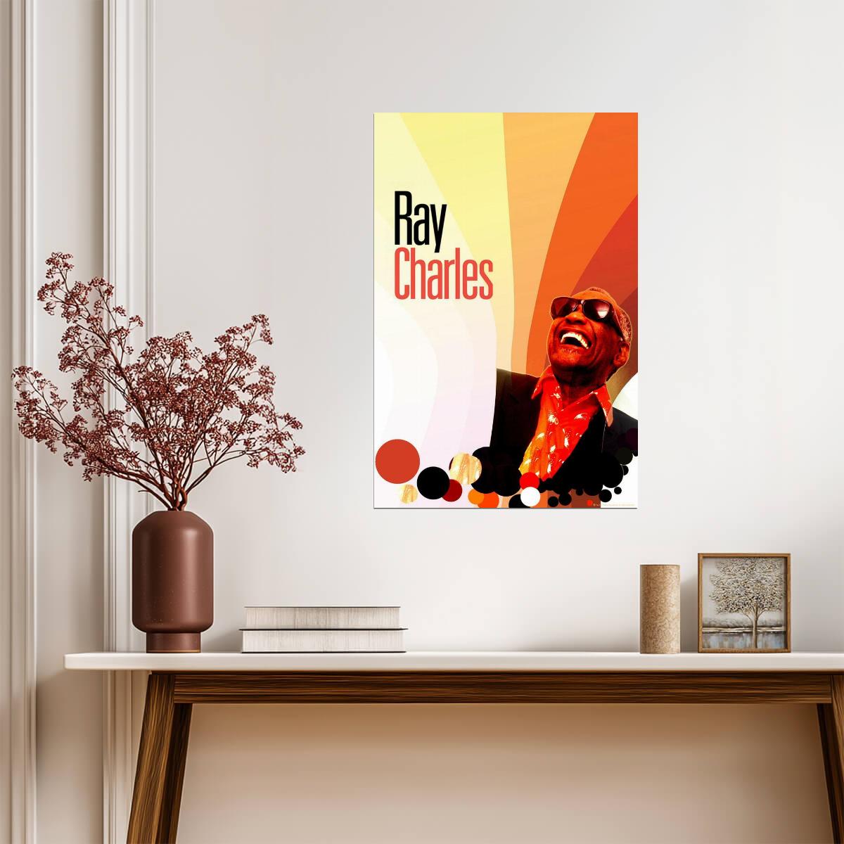 Ray Charles "Ray's Music" Sign | Vintage Music Poster | Retro Soul Art - Music Poster