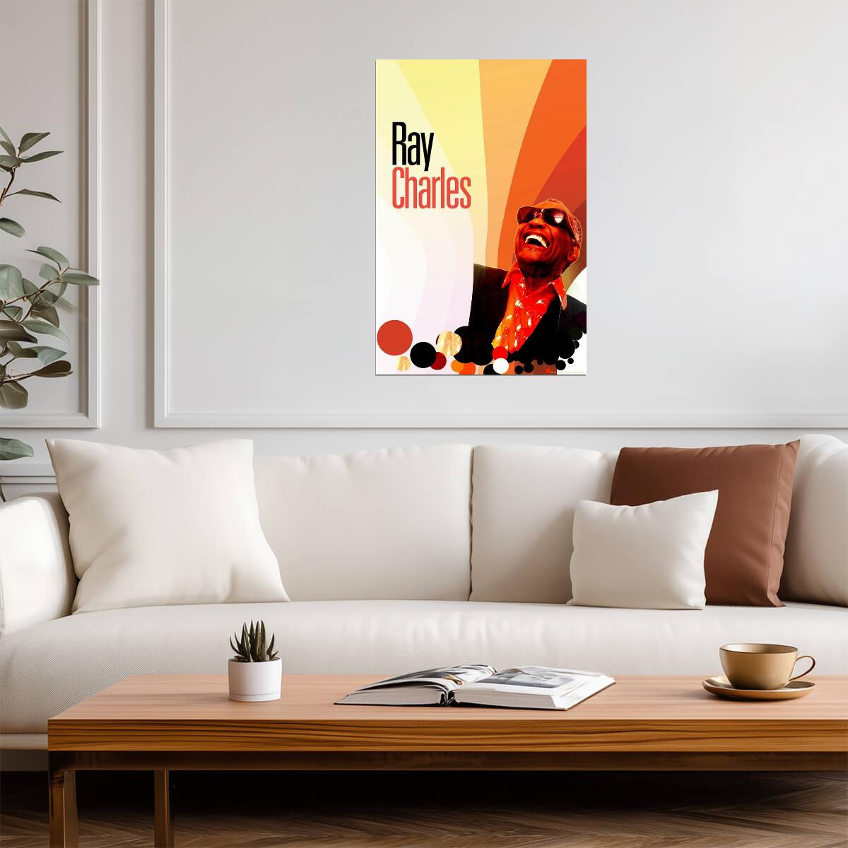 Ray Charles "Ray's Music" Sign | Vintage Music Poster | Retro Soul Art - Music Poster