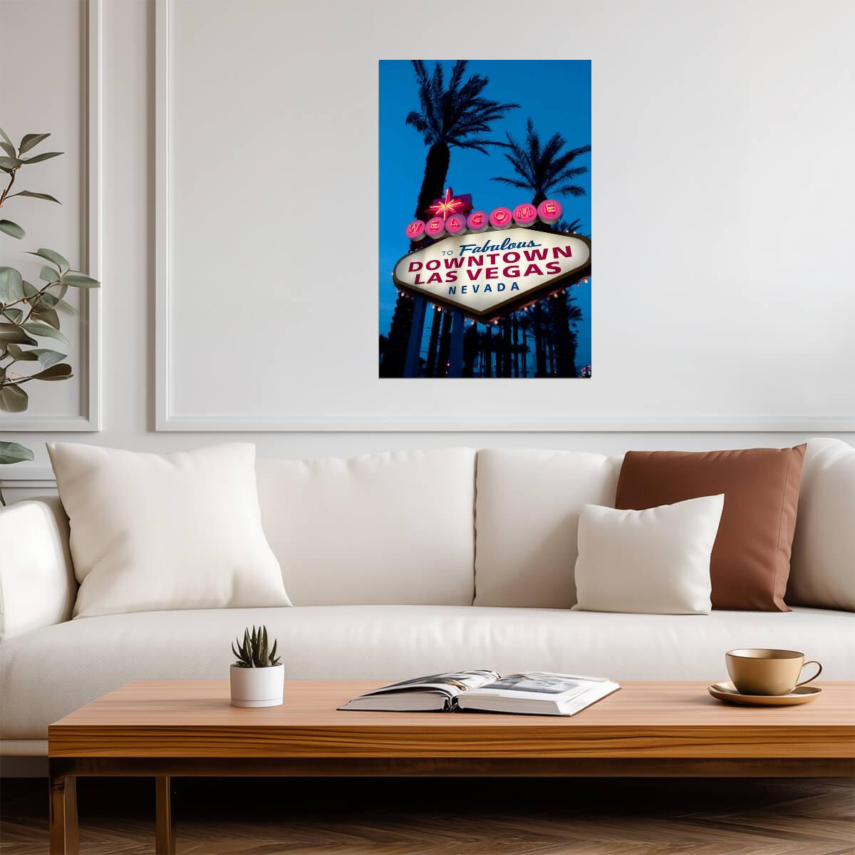 "Welcome To Fabulous Downtown Las Vegas" Sign | Iconic Vegas Landmark | Retro City Poster - Type & Quotes Poster