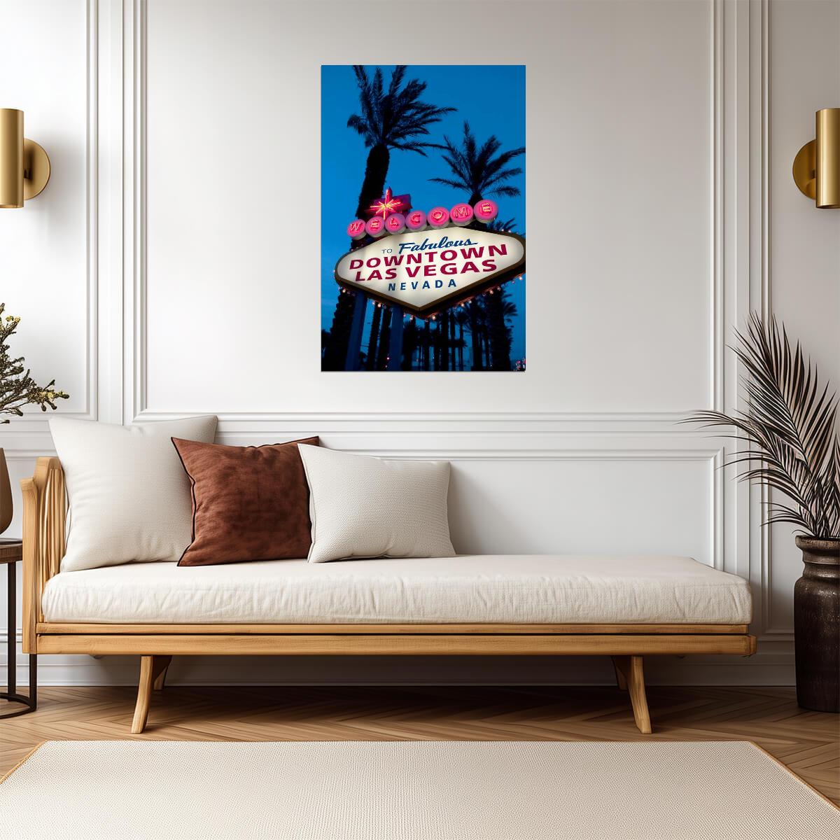 "Welcome To Fabulous Downtown Las Vegas" Sign | Iconic Vegas Landmark | Retro City Poster - Type & Quotes Poster