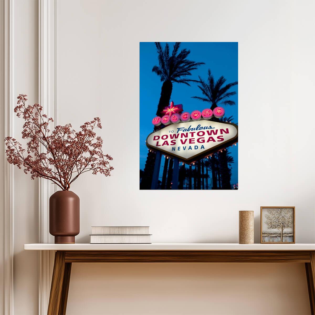 "Welcome To Fabulous Downtown Las Vegas" Sign | Iconic Vegas Landmark | Retro City Poster - Type & Quotes Poster