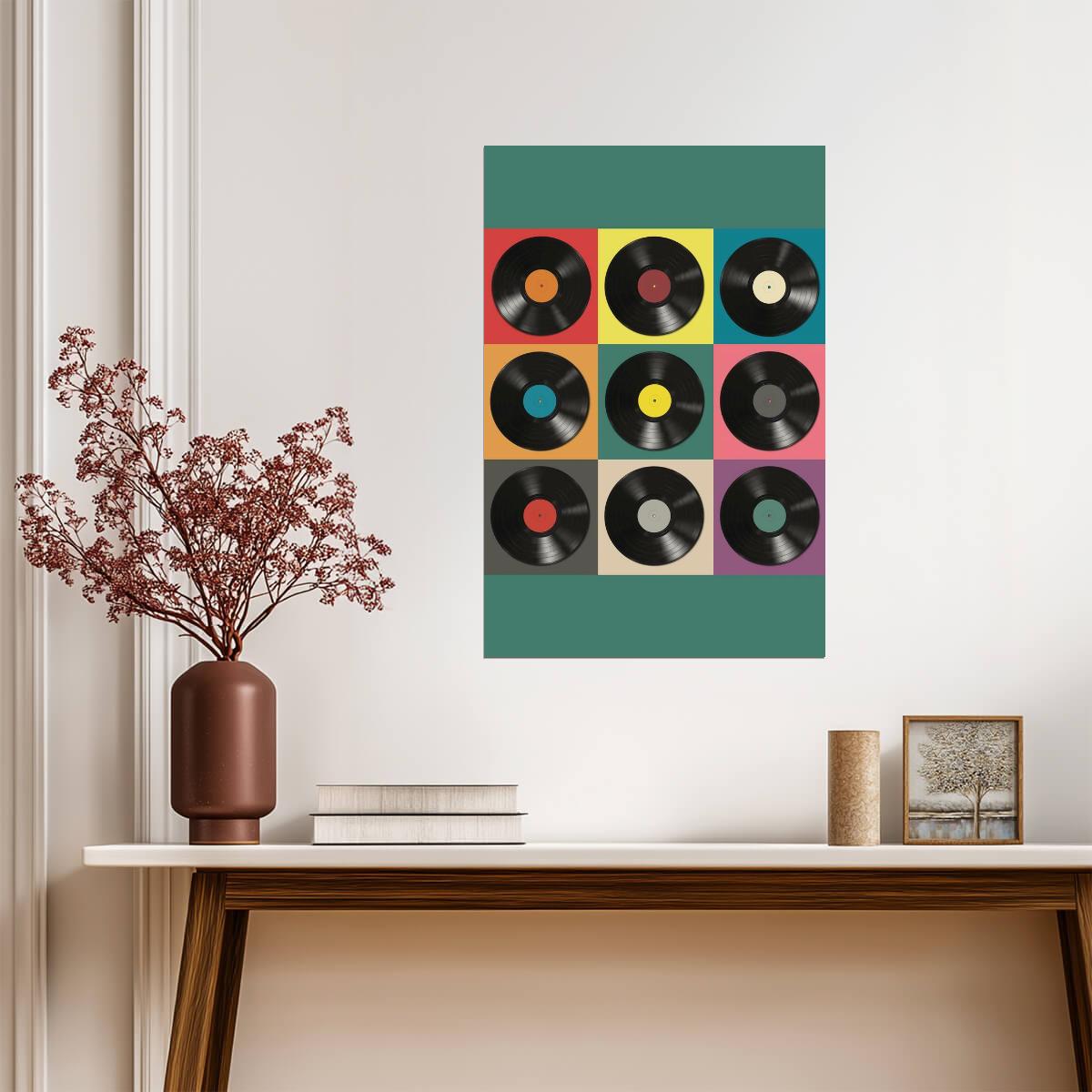 Vinyl Records Pop Art | Retro Music Wall Decor | 60s Style Illustration Poster - Graphic & Art Poster