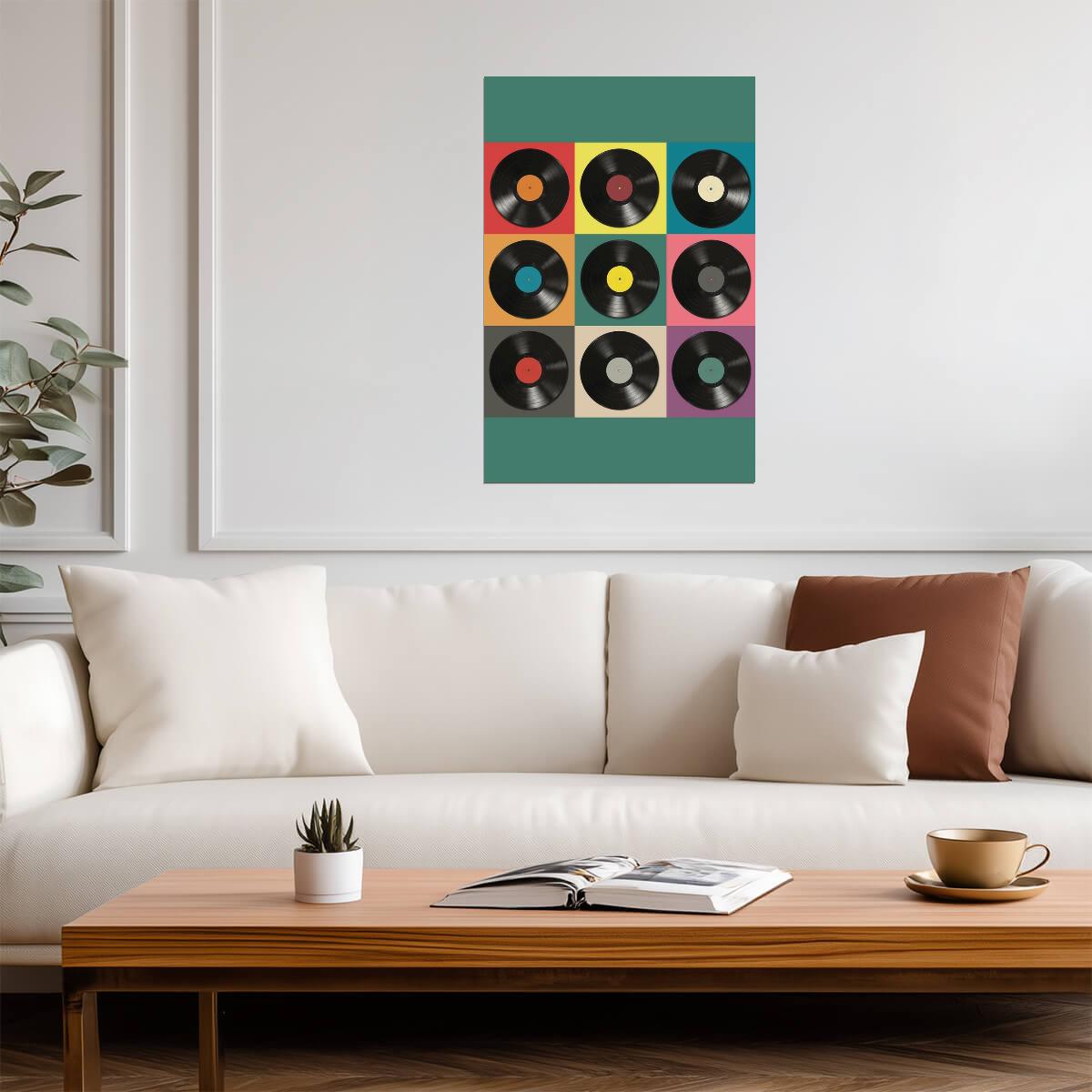 Vinyl Records Pop Art | Retro Music Wall Decor | 60s Style Illustration Poster - Graphic & Art Poster