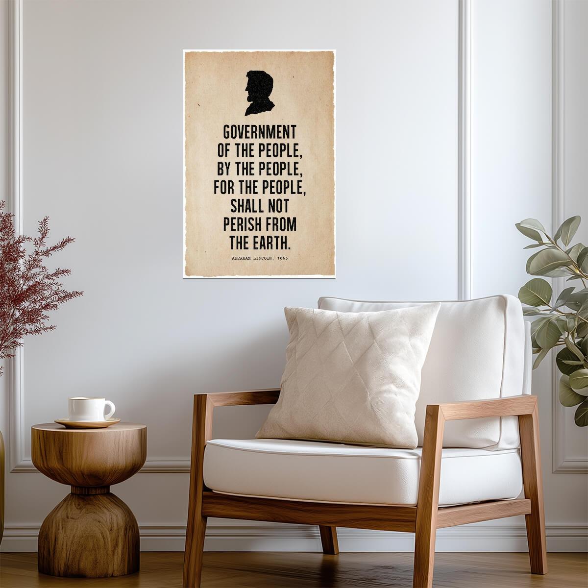 Abraham Lincoln Government Quote Silhouette | Presidential Wall Art | American History Poster - Type & Quotes Poster