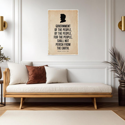 Abraham Lincoln Government Quote Silhouette | Presidential Wall Art | American History Poster - Type & Quotes Poster