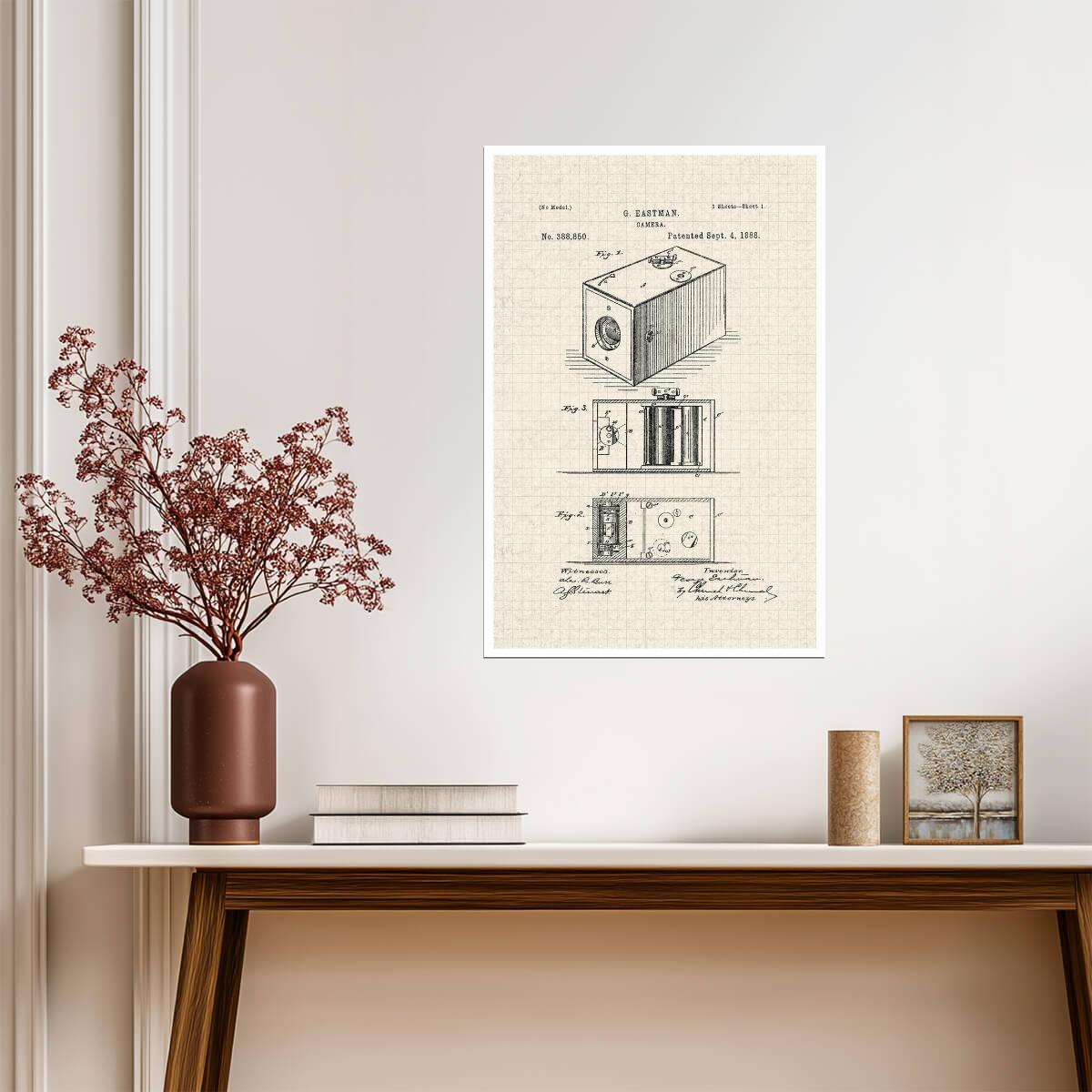 George Eastman First Film Camera Patent | 1888 Diagram Poster | Photography Inventor Art - Vintage & Retro Poster