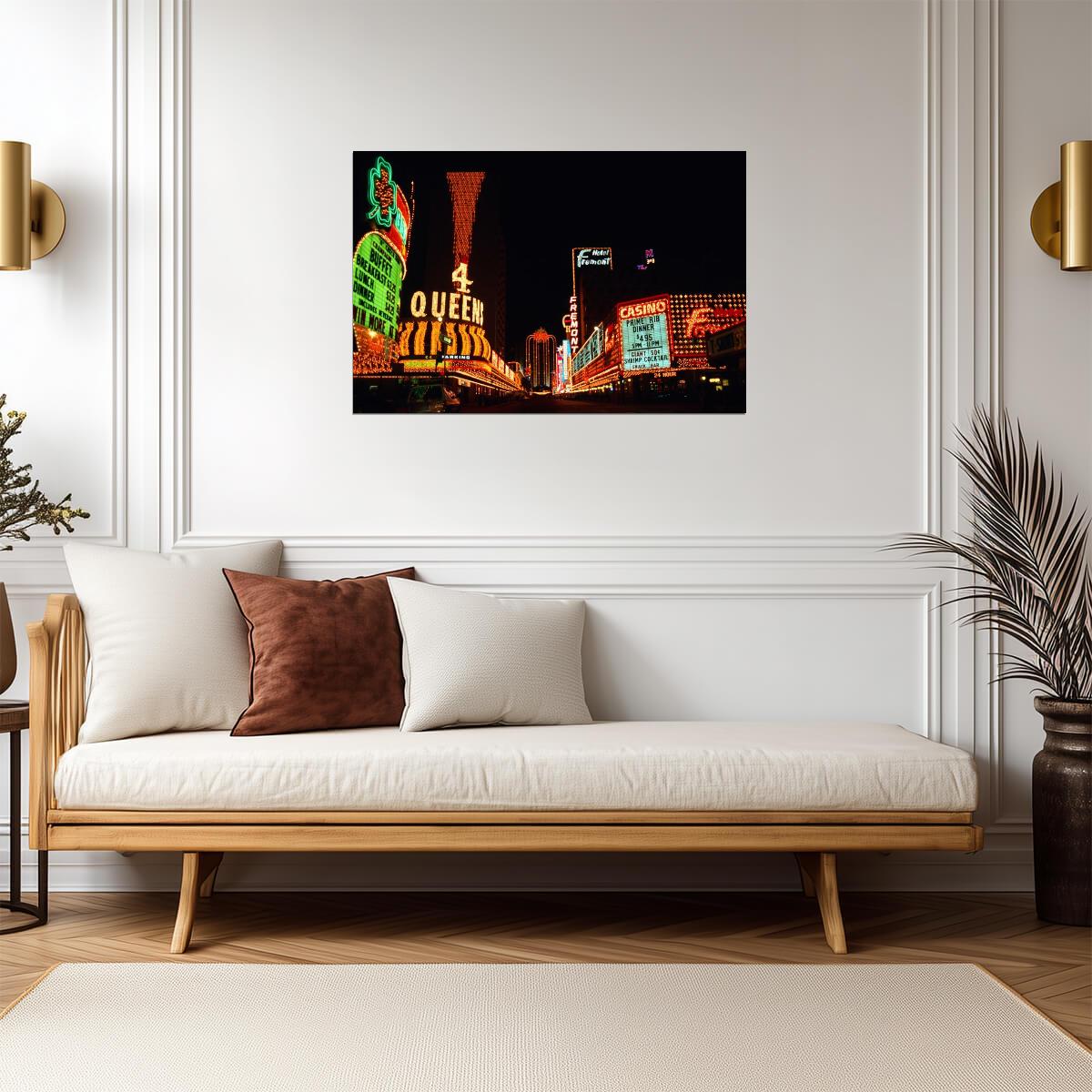 Fremont Street Neon Signs Photo | Vintage Las Vegas | City Nightscape Poster - Photography Poster