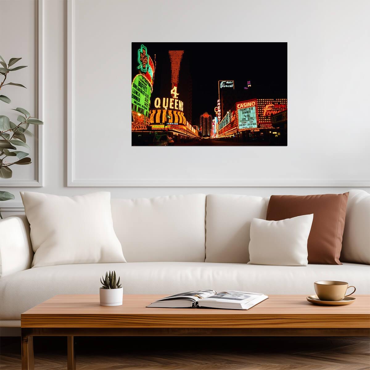 Fremont Street Neon Signs Photo | Vintage Las Vegas | City Nightscape Poster - Photography Poster