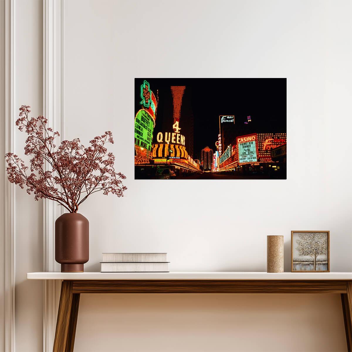 Fremont Street Neon Signs Photo | Vintage Las Vegas | City Nightscape Poster - Photography Poster