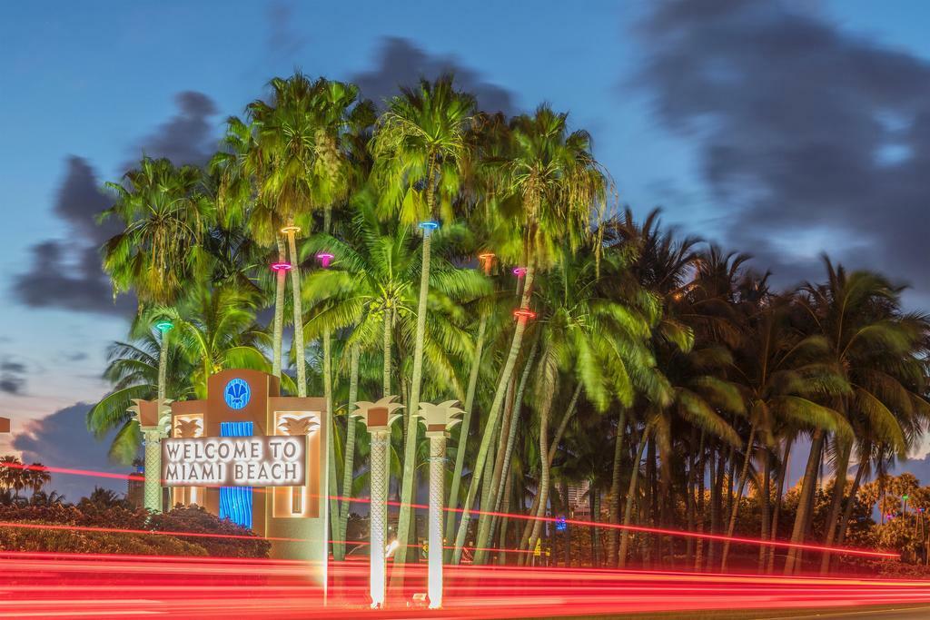 "Welcome to Miami Beach" Sign Photo | Florida Landmark at Night | Coastal Cityscape Poster - Photography Poster