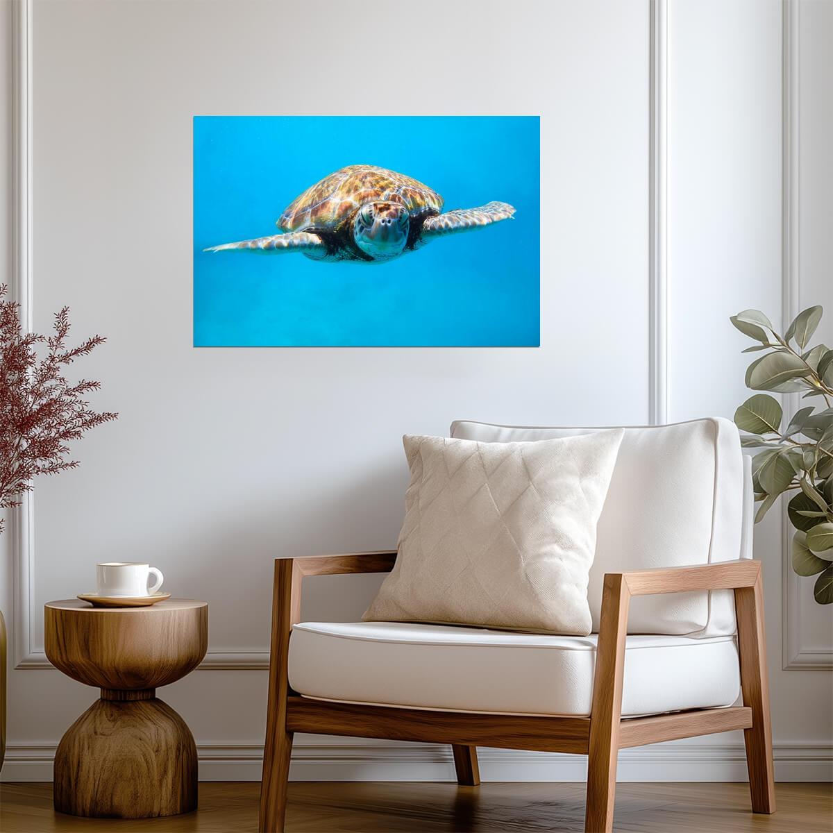 Sea Turtle Close Up | Underwater Photography Print | Marine Life Poster - Photography Poster