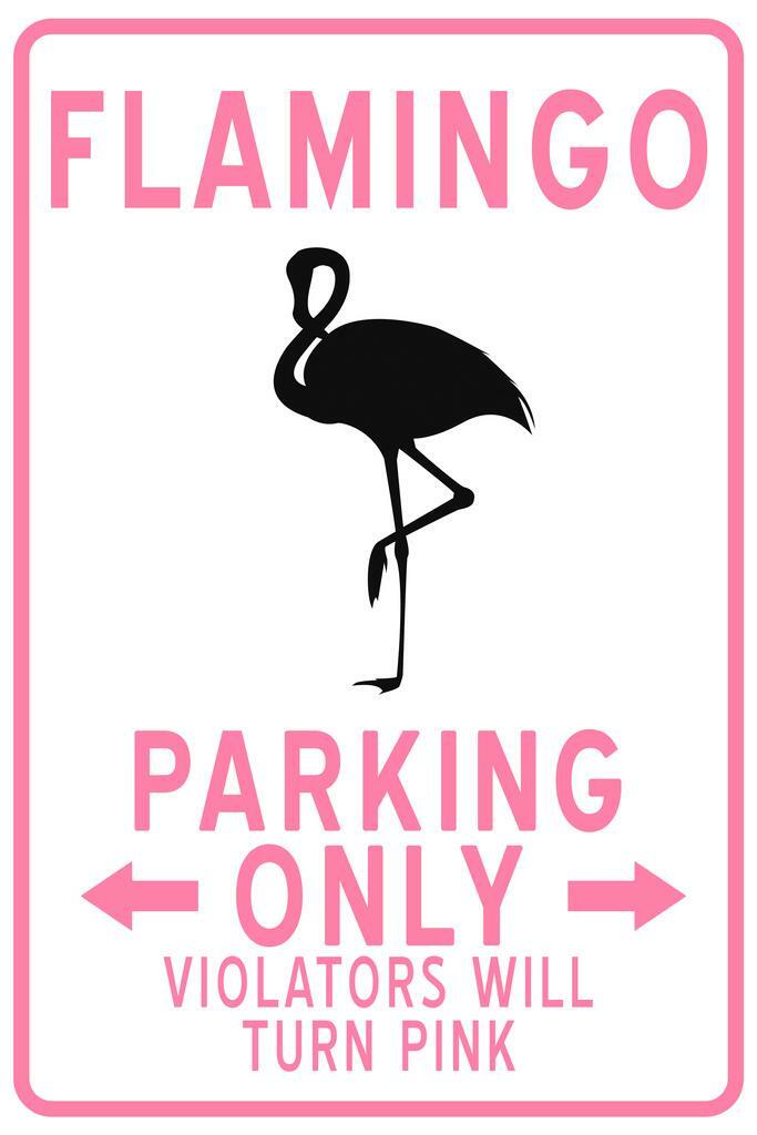 "Flamingo Parking Only" | Funny Tropical Sign | Novelty Wall Art Poster - Type & Quotes Poster