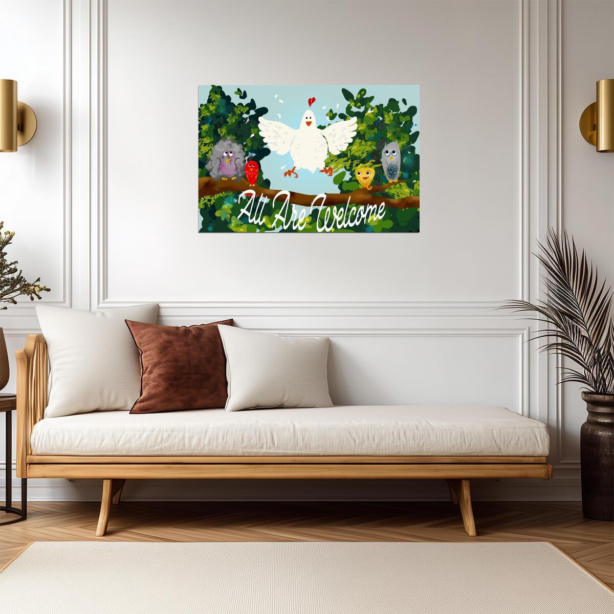 "All Are Welcome" Classroom Poster | Cute Animals Wall Art | Educational Kids Decor - For Kids Poster