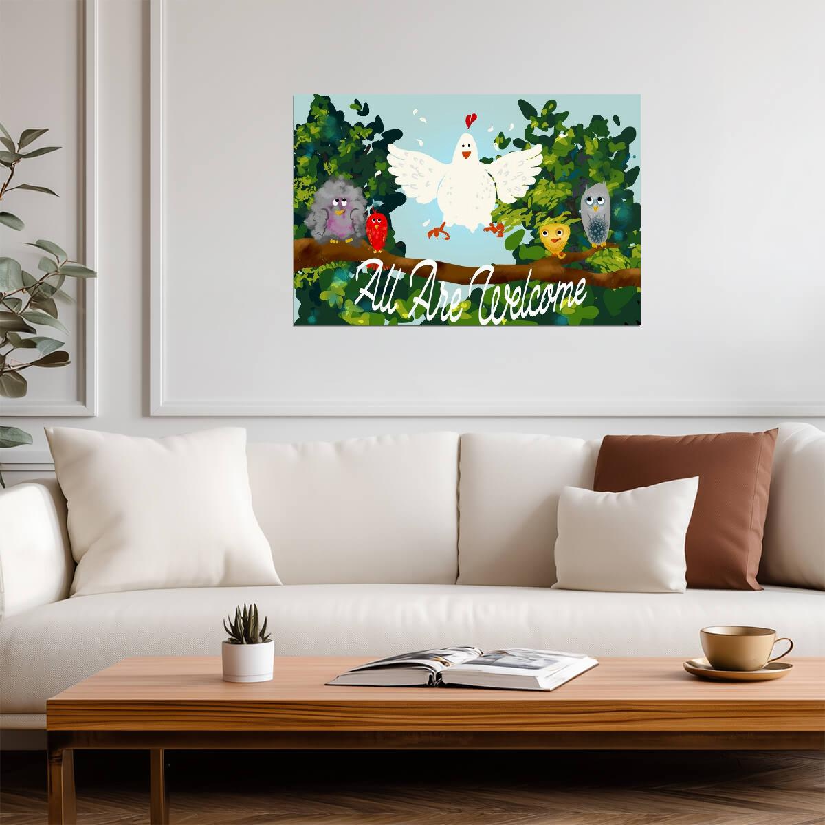"All Are Welcome" Classroom Poster | Cute Animals Wall Art | Educational Kids Decor - For Kids Poster