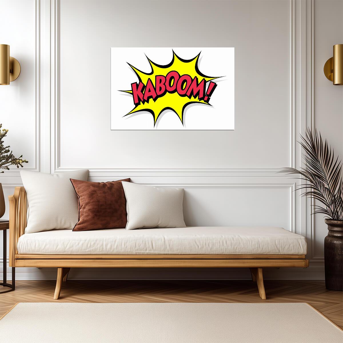 "Kaboom!" Comic Book Art | Pop Art Explosion Poster | Superhero Wall Decor - Graphic & Art Poster