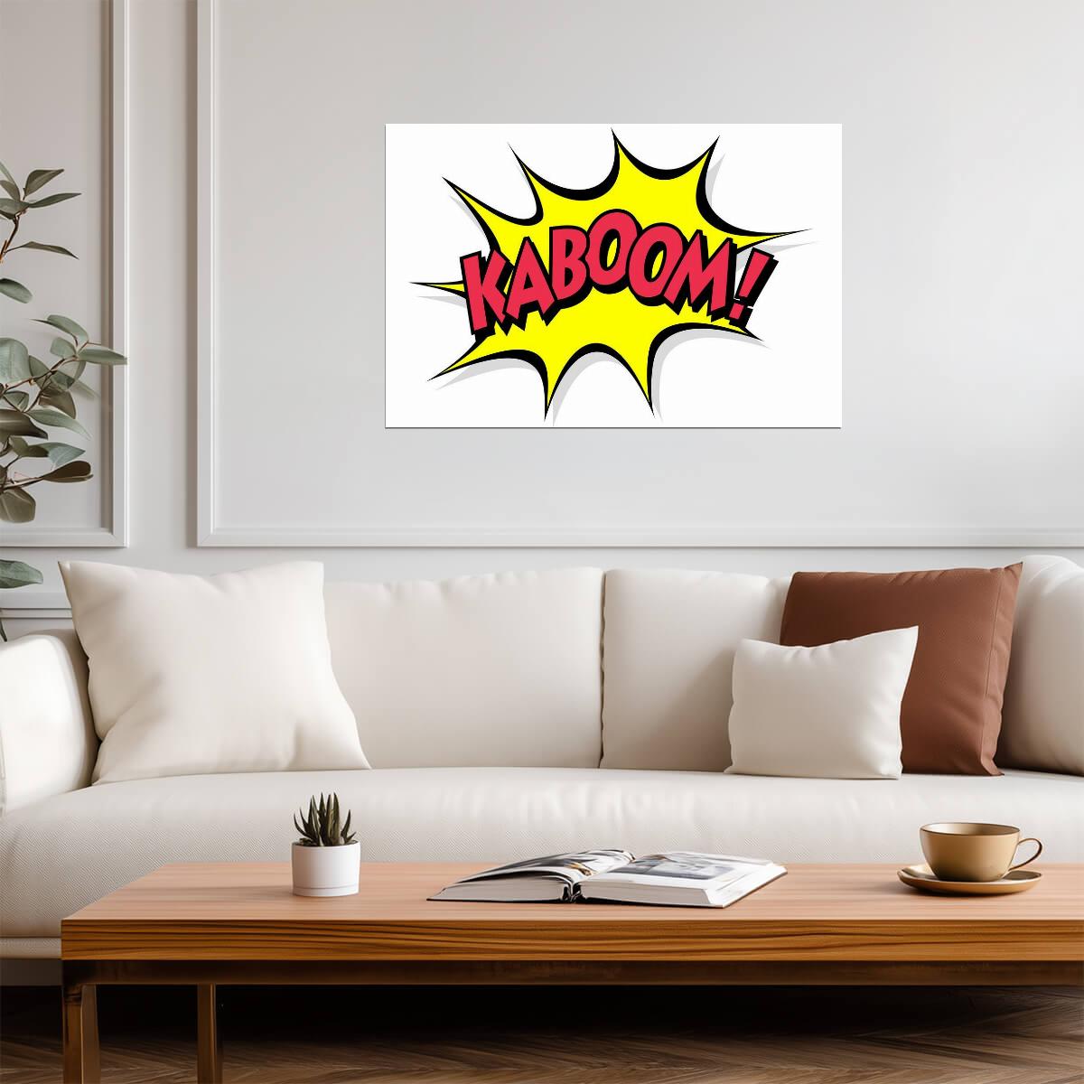 "Kaboom!" Comic Book Art | Pop Art Explosion Poster | Superhero Wall Decor - Graphic & Art Poster