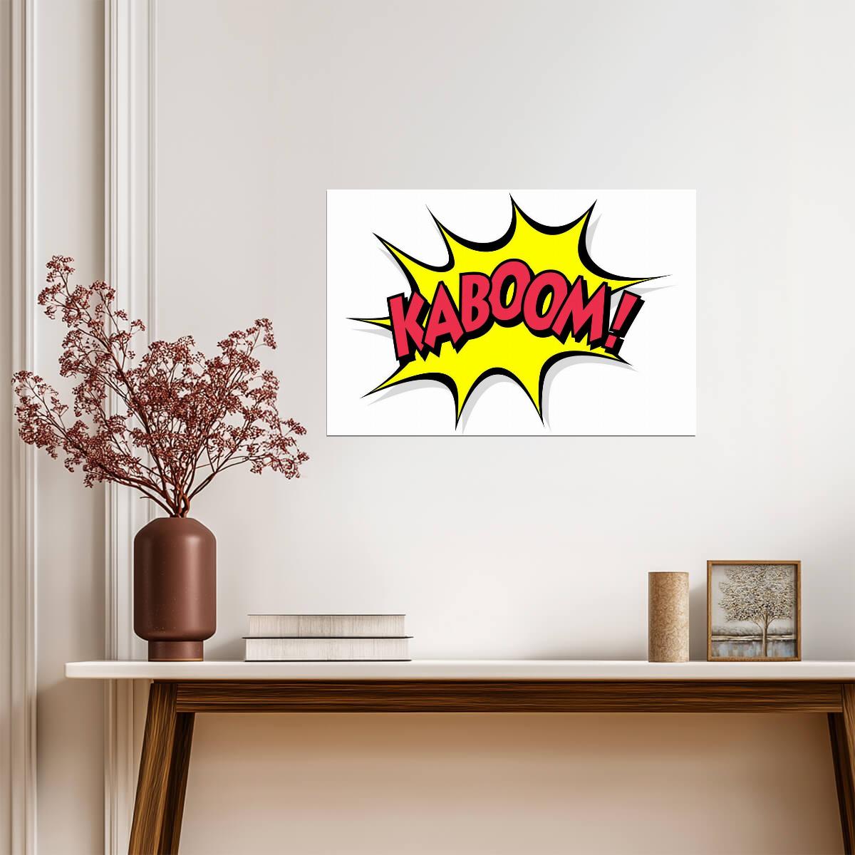 "Kaboom!" Comic Book Art | Pop Art Explosion Poster | Superhero Wall Decor - Graphic & Art Poster