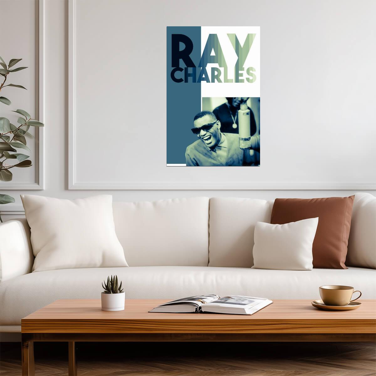 Ray Charles Portrait | Green Tint Music Poster | Retro Pop Art Style - Music Poster